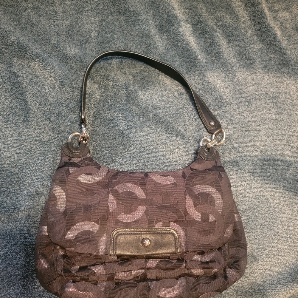 Black and silver Coach bag